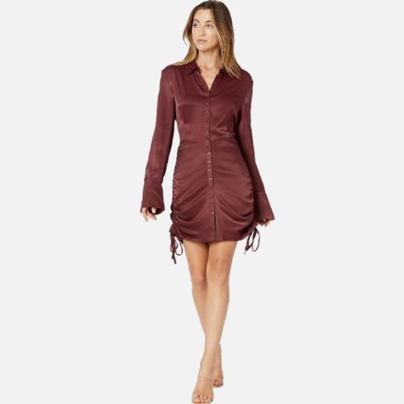 NWT Bardot Sui‎ Shirt Dress Burgundy Size Large - Picture 1 of 4